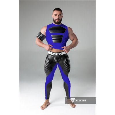 MASKULO - Men's Fetish Leggings Codpiece Zipped Rear Royal Blue