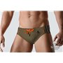 MASKULO - BeGuard Swimming Briefs with Contrasting Details Olive