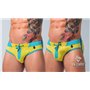 MASKULO - BeGuard Swimming Briefs with Zip Imitation on the Front Yellow