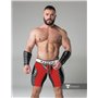 MASKULO - Men's Fetish Shorts Codpiece Zippered rear Full Thigh Pads Red