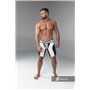 MASKULO - Men's Fetish Shorts Codpiece Zippered rear Full Thigh Pads White