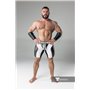 MASKULO - Men's Fetish Shorts Codpiece Zippered rear Full Thigh Pads White