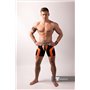 MASKULO - Men's Fetish Shorts Codpiece Zipped rear Neon Orange