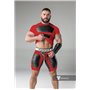 MASKULO - Armored Men's Fetish T-Shirt Spandex Front Pads Red