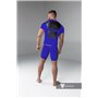 MASKULO - Armored Men's Fetish T-Shirt Spandex Front Pads Royal Blue