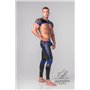 MASKULO - Men's Fetish Crop Top Mesh Sleeves Royal Blue