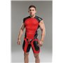 MASKULO - Men's Fetish Top Spandex Shoulder Lacing Red