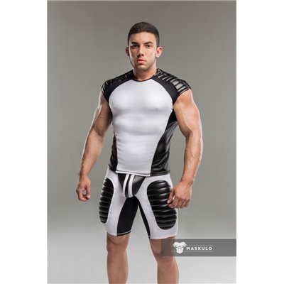 MASKULO - Men's Fetish Top Spandex Shoulder Lacing White