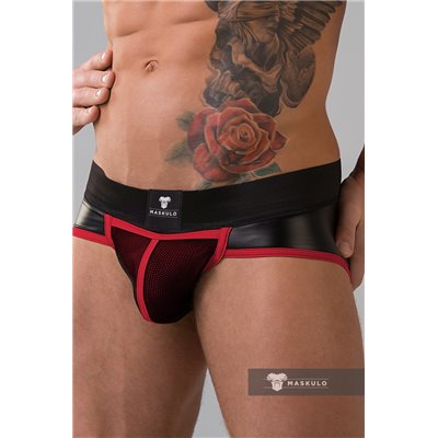 MASKULO - Briefs Mesh Codpiece Open Rear Red