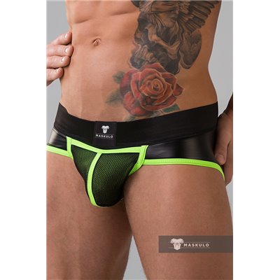 MASKULO - Briefs Mesh Codpiece Open Rear Neon Green