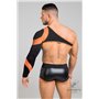 MASKULO - Asymmetrical Long-Sleeved Crop Top Neon Orange