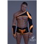 MASKULO - Asymmetrical Long-Sleeved Crop Top Neon Orange