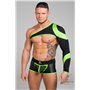 MASKULO - Asymmetrical Long-Sleeved Crop Top Neon Green