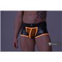 MASKULO - Fetish Trunks Mesh Codpiece Zippered Rear Neon Orange