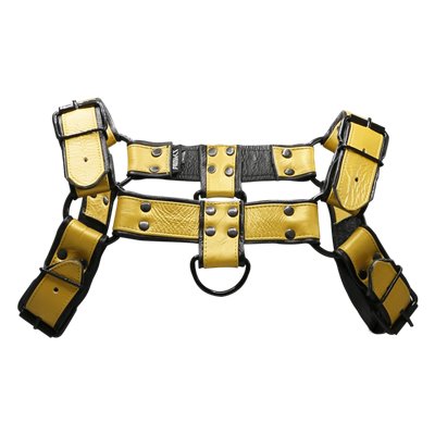 Addikt Smooth Leather Bulldog Harness: Gold