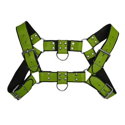 Addikt Smooth Leather Bulldog Harness: Green