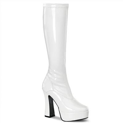 Electra Platform Heel Boot White 5" Heel