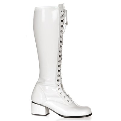 Retro Steel Toe GoGo Boot Lace White 2" Heel