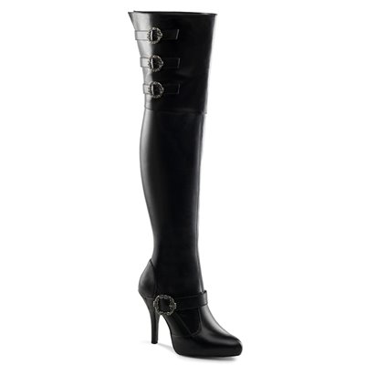 Diva Wide Thigh High Boot Black 5" Heel