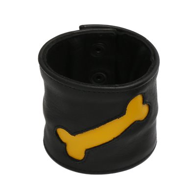 Addikt Leather Puppy Bone Wristwallet: Black & Yellow