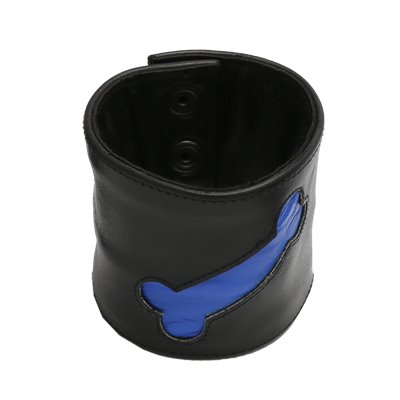 Addikt Leather Puppy Bone Wristwallet: Black & Blue