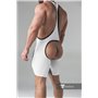 MASKULO - Wrestling Singlet Codpiece Open Rear Thigh Pads White