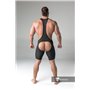 MASKULO - Wrestling Singlet Codpiece Open Rear Thigh Pads Black