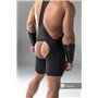 MASKULO - Wrestling Singlet Codpiece Open Rear Thigh Pads Black