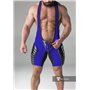 MASKULO - Wrestling Singlet Codpiece Open rear full thigh Pads Royal blue