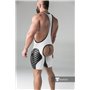 MASKULO - Wrestling Singlet Codpiece Open rear full thigh Pads White