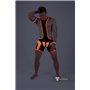 MASKULO - Men's Fetish Wrestling Singlet Codpiece Zippered rear Neon Orange