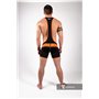 MASKULO - Men's Fetish Wrestling Singlet Codpiece Zippered rear Neon Orange