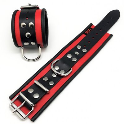 Leather handcuff - Red/Black