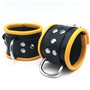 Leather handcuff - Black/Yellow