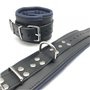 Leather handcuff - Padding - Black/Blue