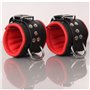 Leather ankle cuff - Padding - Black/Red