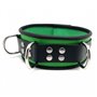 Leather collar- 3D ring - Green/Black