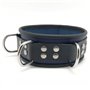 Leather collar- 3D ring - Blue/Black
