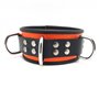 Leather collar- 3D ring - Orange/Black
