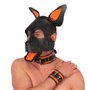 Leather collar- 3D ring - Orange/Black