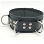 Leather collar- 3D ring - Black/Black