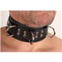 Leather collar- 3D ring - Black/Black