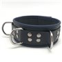 Leather collar- 3D ring - Black/Blue