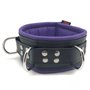Leather collar - padding - 3D ring - Black/Purple