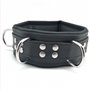 Leather collar - padding - 3D ring - Black/Black