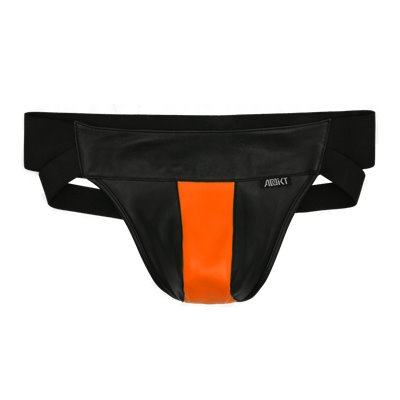 Addikt Leather Jockstrap: Black & Orange