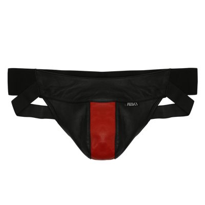 Addikt Leather Jockstrap: Black & Red