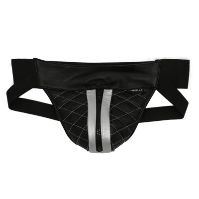 Addikt Leather Jockstrap Pattern Zip: Black & Silver